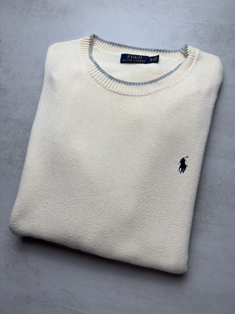 Pull crewneck col rond Ralph Lauren Xl crème homme S85