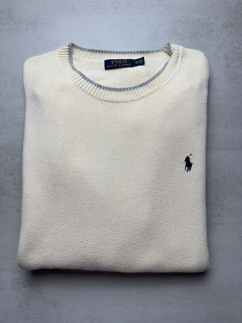 Pull crewneck col rond Ralph Lauren Xl crème homme S85