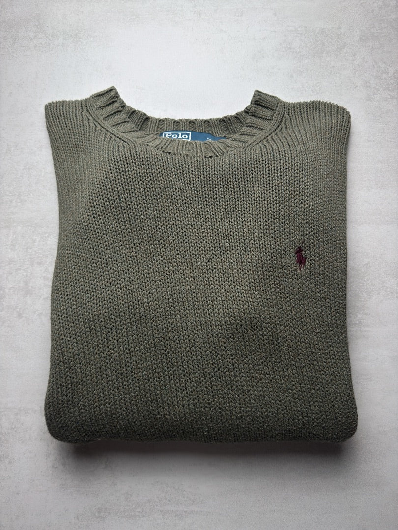 Pull crewneck col rond Ralph Lauren en coton vert taille L S93
