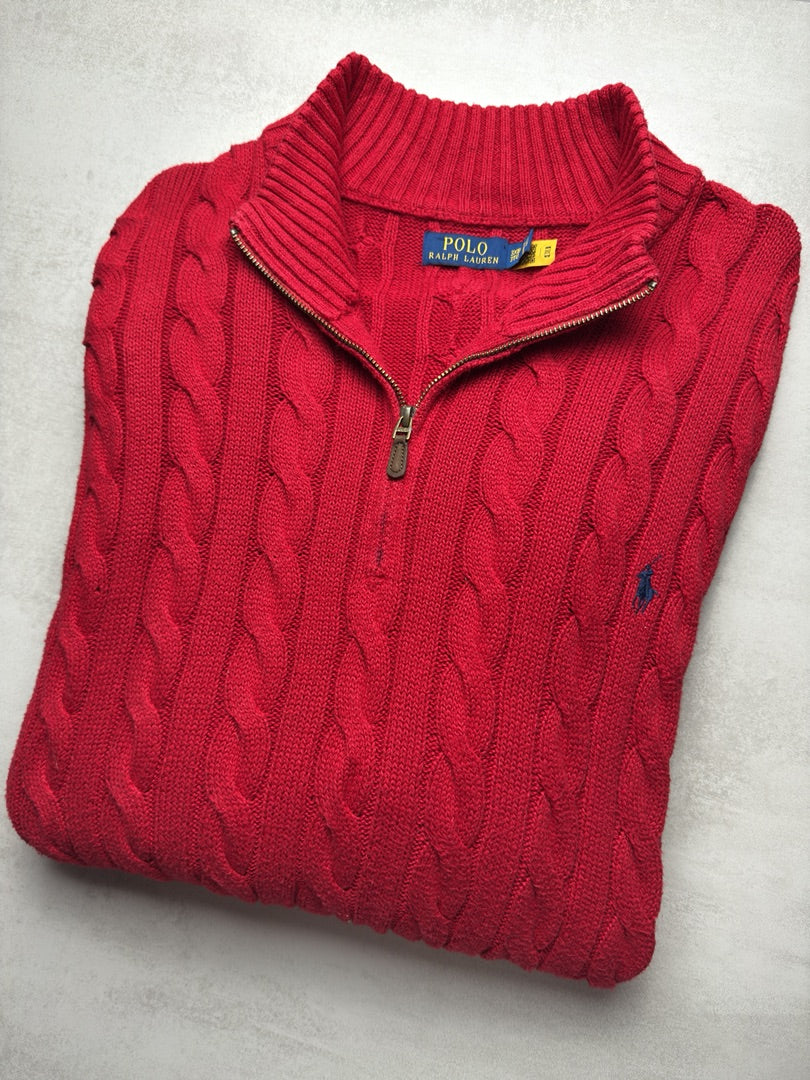 Pull combo torsadé en maille col zippé Ralph Lauren 1/4 zip camionneur col roulÉ homme 3XXL S99