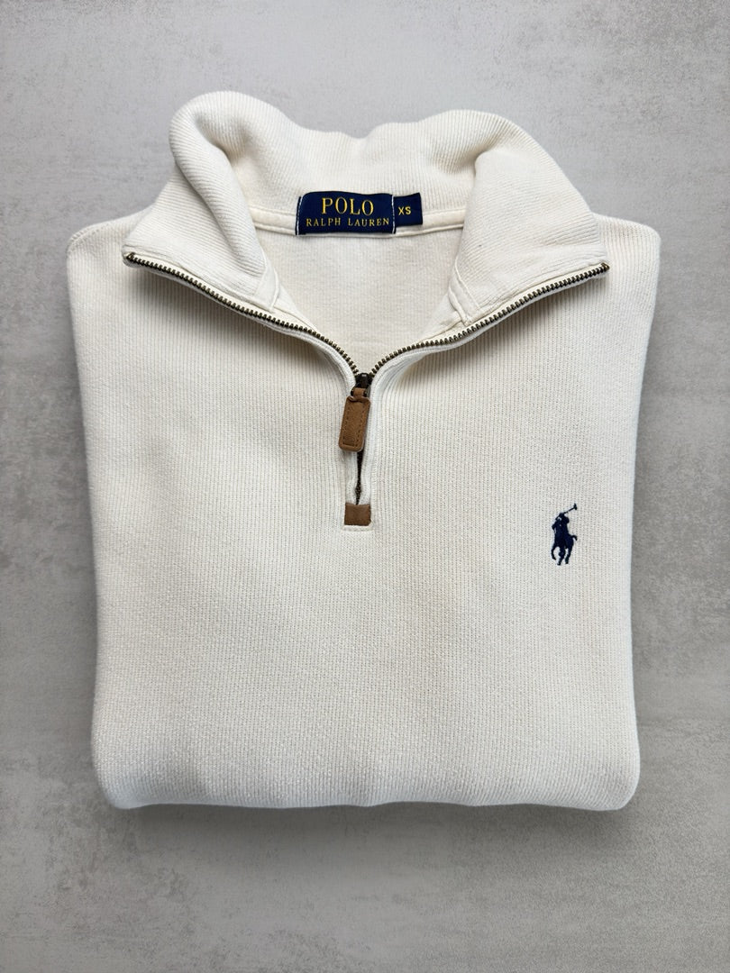 Pull col zippé Ralph Lauren Xs blanc homme M17