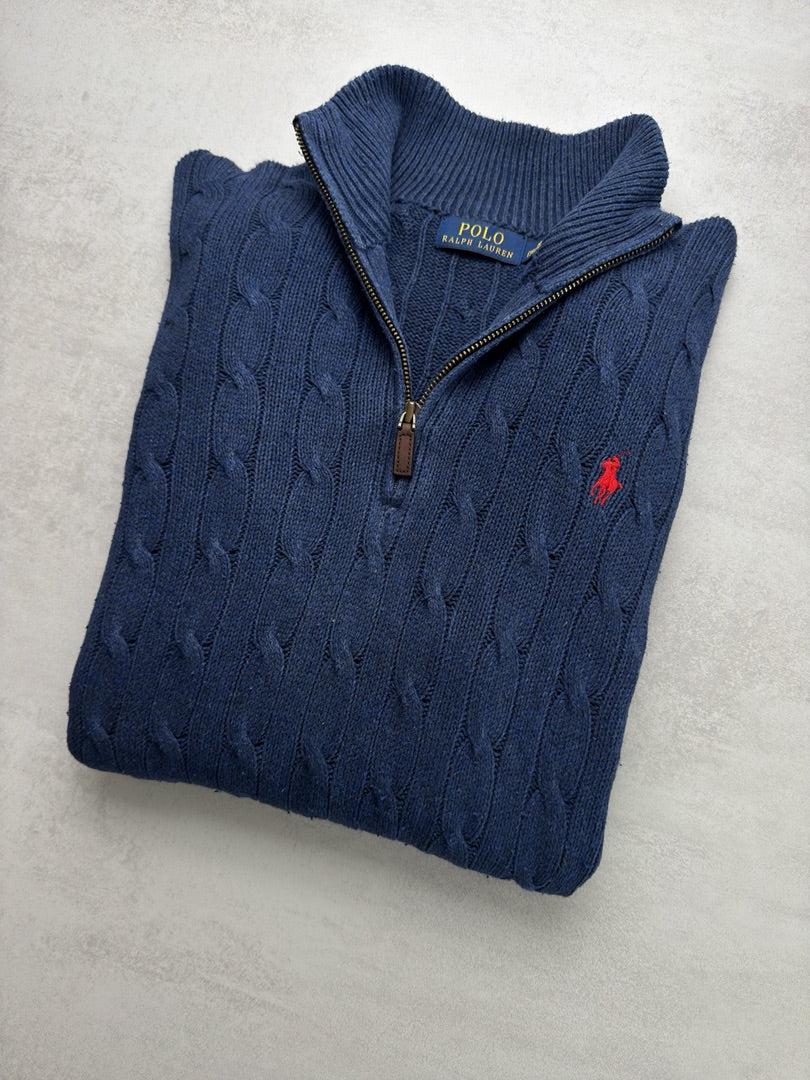 Pull combo homme M pour torsadé en maille col zippé Ralph Lauren 1/4 zip camionneur col roulé homme