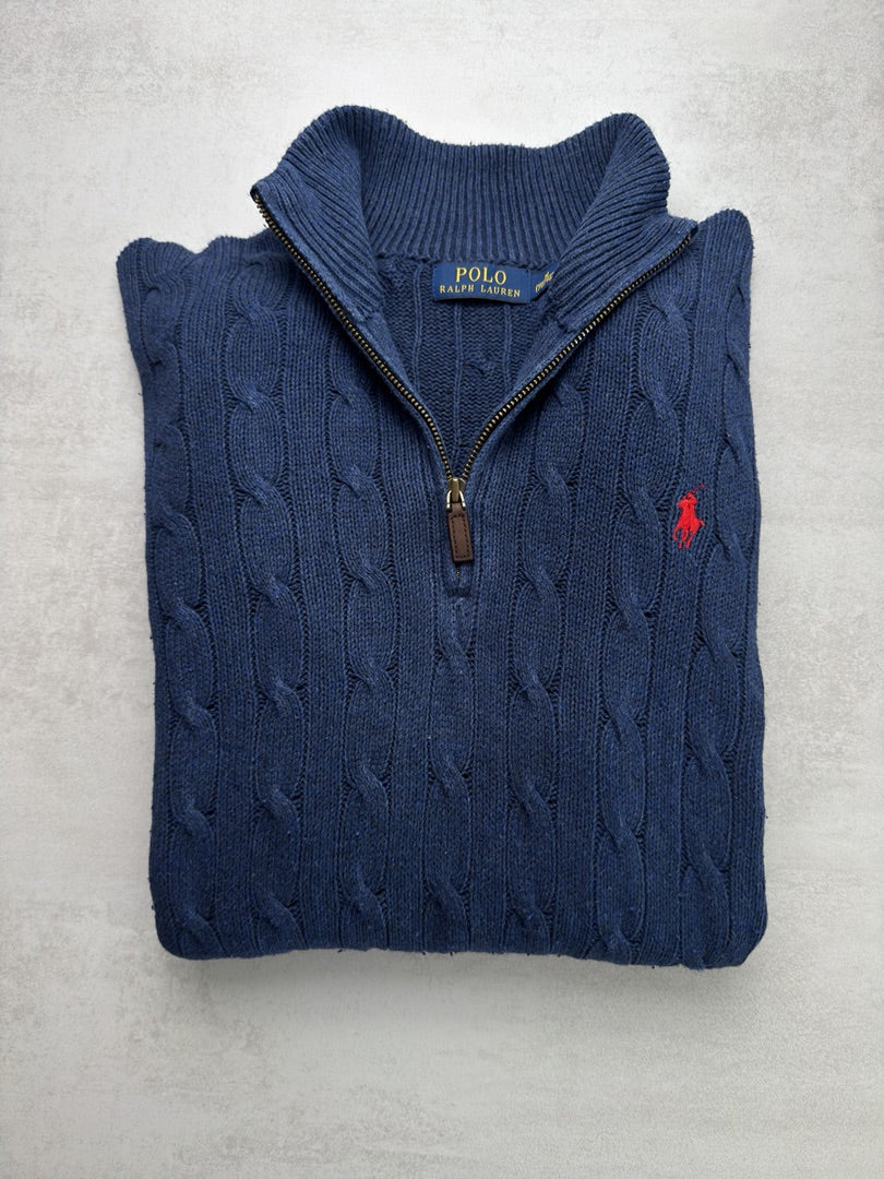 Pull combo homme M pour torsadé en maille col zippé Ralph Lauren 1/4 zip camionneur col roulé homme