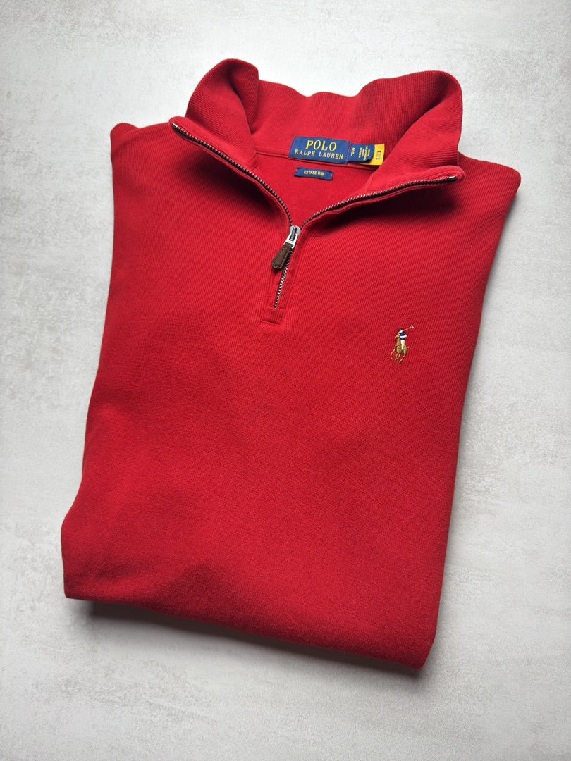 Pull col zippé Ralph Lauren 1/4 zip col roulé old money brodé homme S nouvelle collection M82