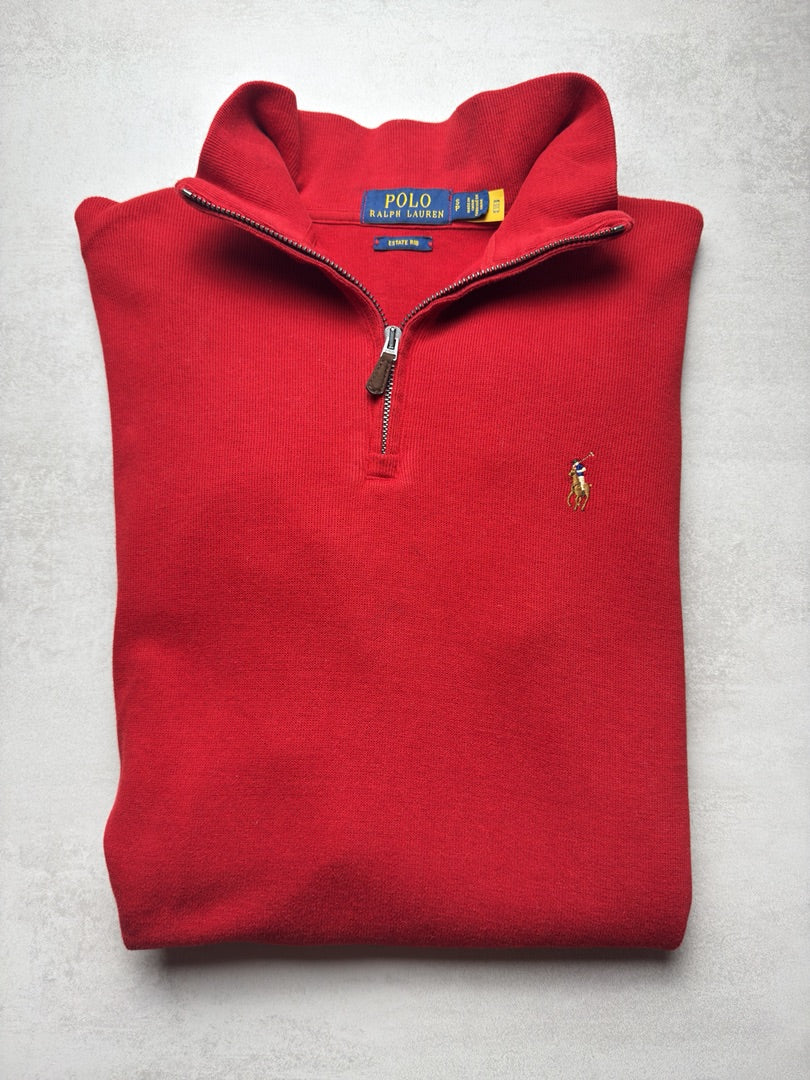 Pull col zippé Ralph Lauren 1/4 zip col roulé old money brodé homme S nouvelle collection M82