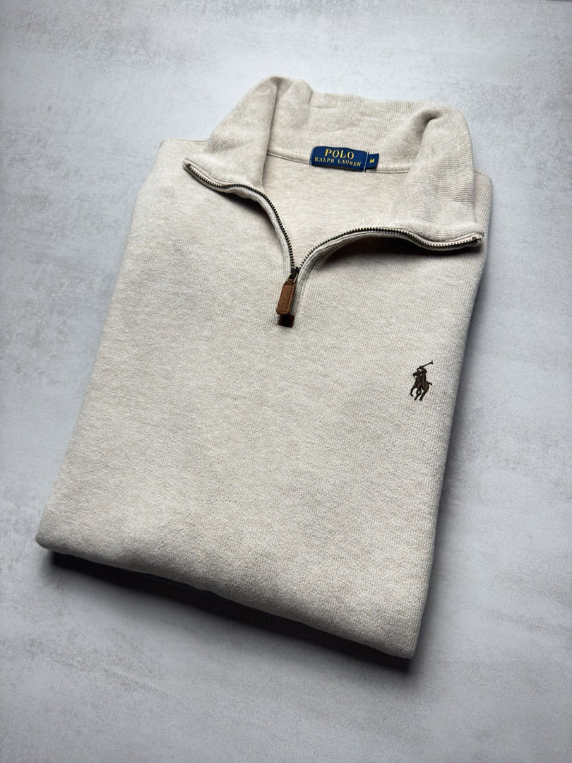 Pull col zippé Ralph Lauren M beige homme M93