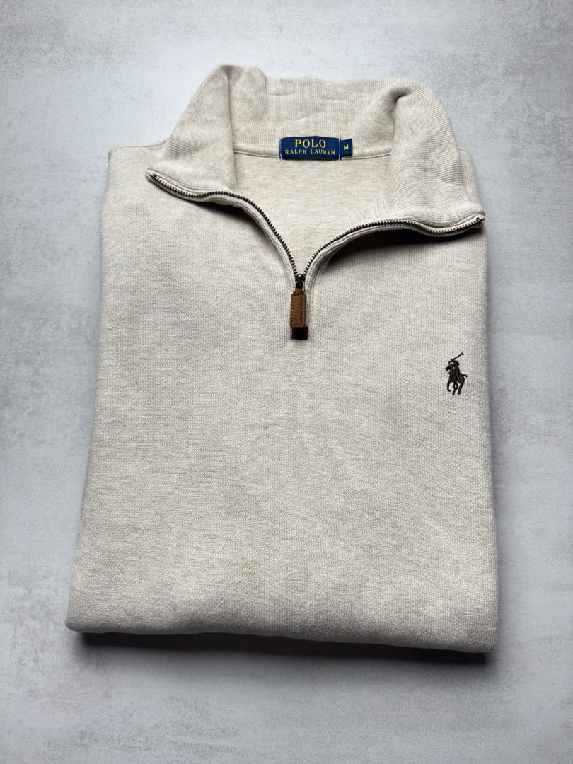 Pull col zippé Ralph Lauren M beige homme M93