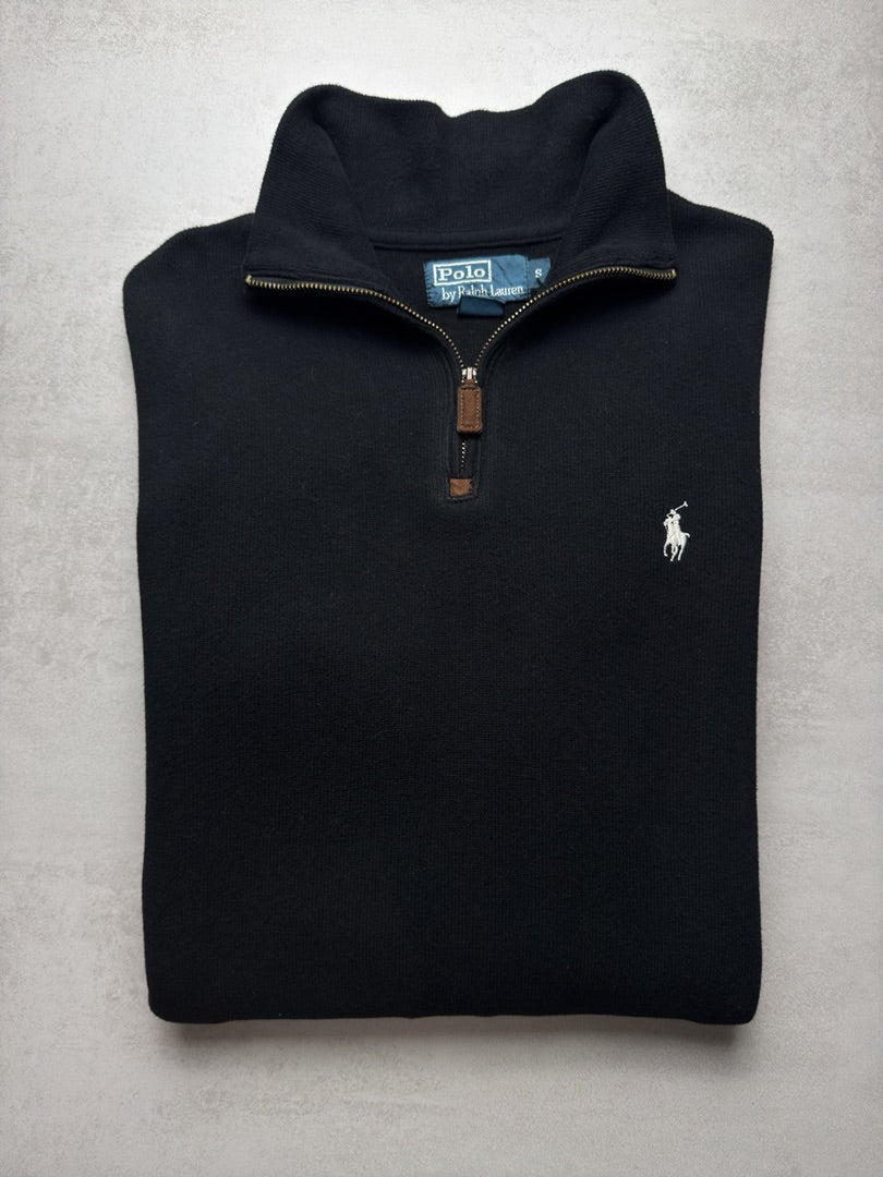 Pull homme S noir col zippé Ralph Lauren 1/4 zip camionneur col roulé brodé homme M149