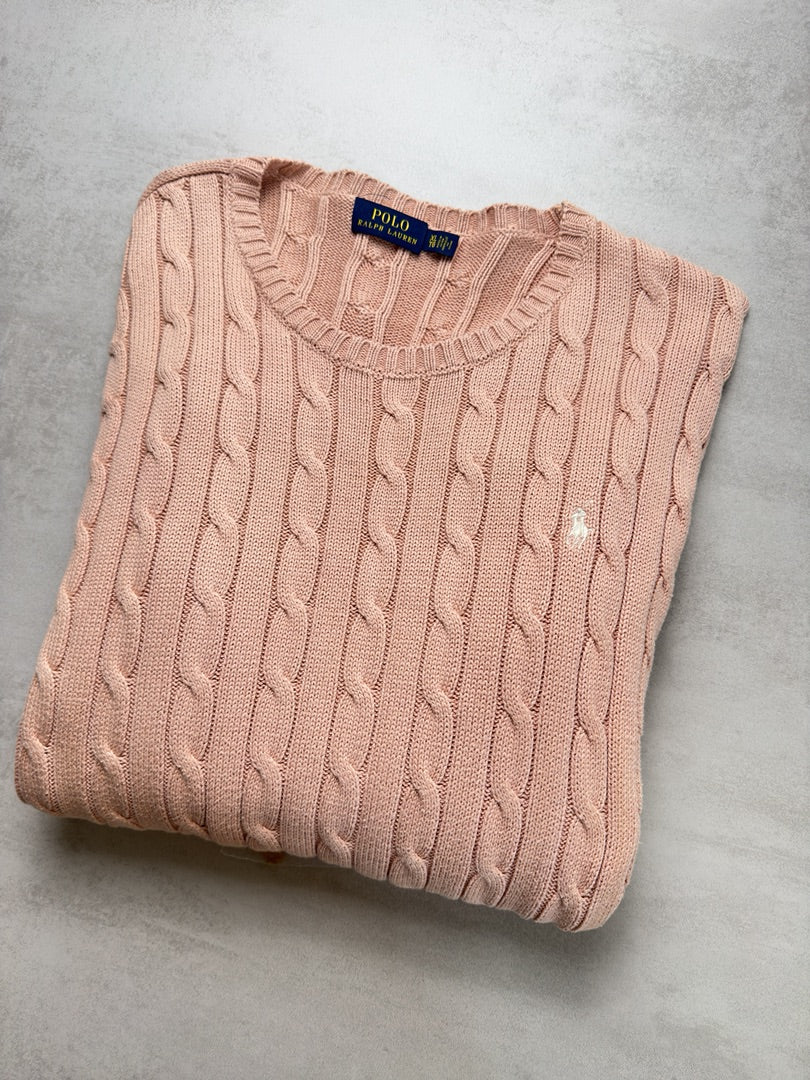 Pull torsadé en maille cable knit femme Polo Ralph Lauren XL W141
