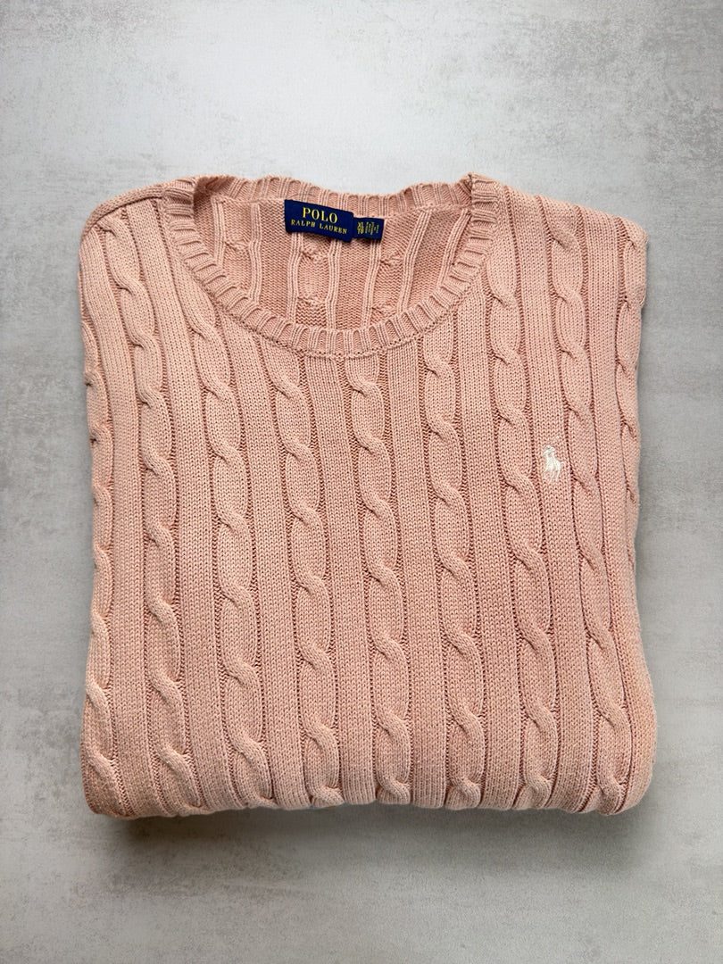 Pull torsadé en maille cable knit femme Polo Ralph Lauren XL W141