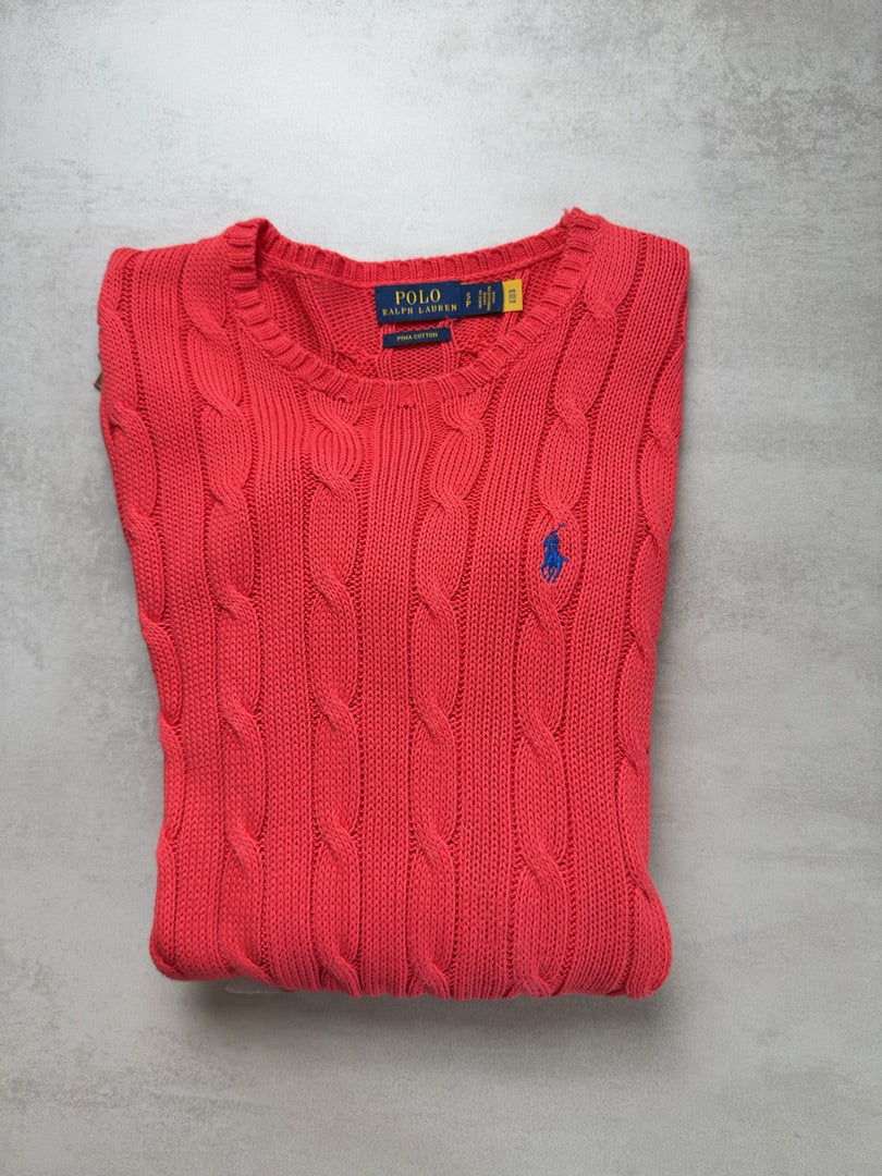 Pull torsadé en maille cable knit femme Polo Ralph Lauren taille S pima coton W143