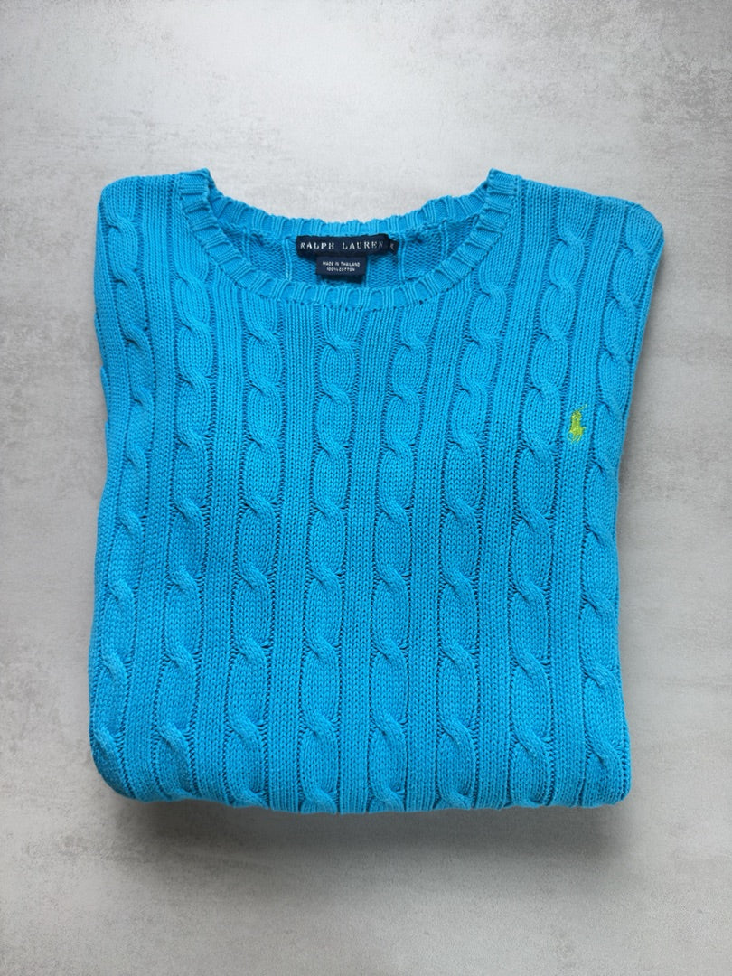 Pull bleu clair femme xl torsadé en maille Ralph Lauren XL W144