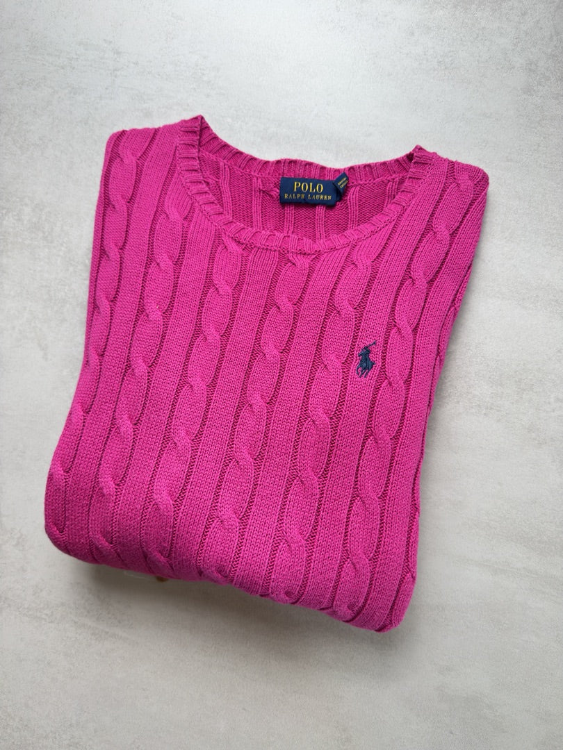 Pull femme M rose torsadé en maille cable knit femme Polo Ralph Lauren M W147