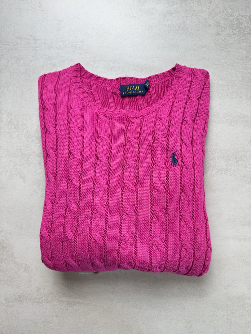 Pull femme M rose torsadé en maille cable knit femme Polo Ralph Lauren M W147