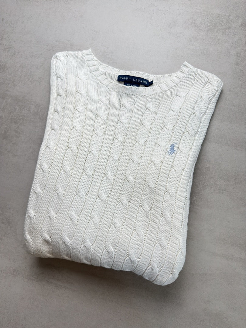 Pull blanc femme L torsadé en maille Ralph Lauren blanc taille L W148