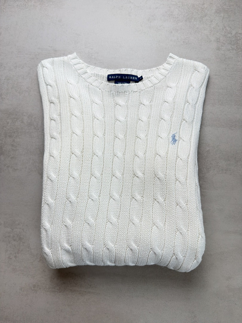 Pull blanc femme L torsadé en maille Ralph Lauren blanc taille L W148