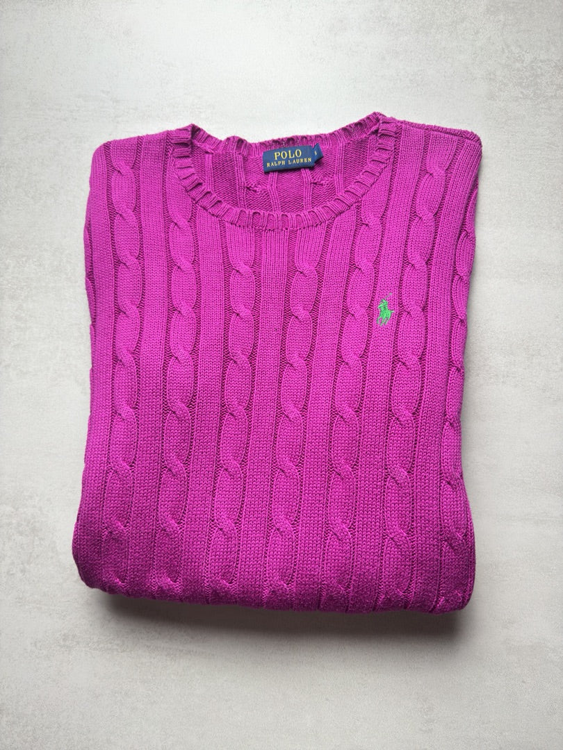 Pull femme S violet torsadé en maille cable knit femme Polo Ralph Lauren taille S W152