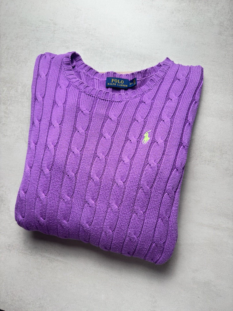 Pull violet femme S col rond torsadé en maille femme Polo Ralph Lauren W178