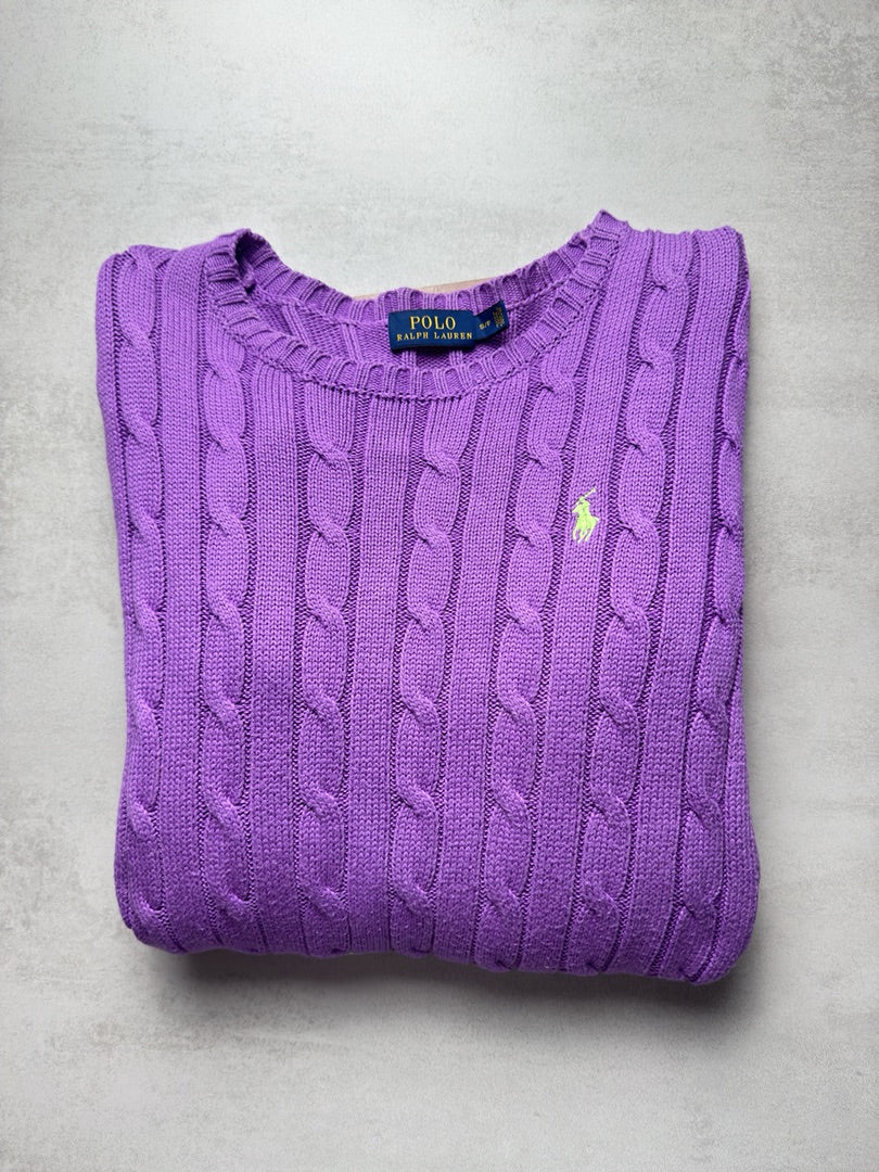 Pull violet femme S col rond torsadé en maille femme Polo Ralph Lauren W178