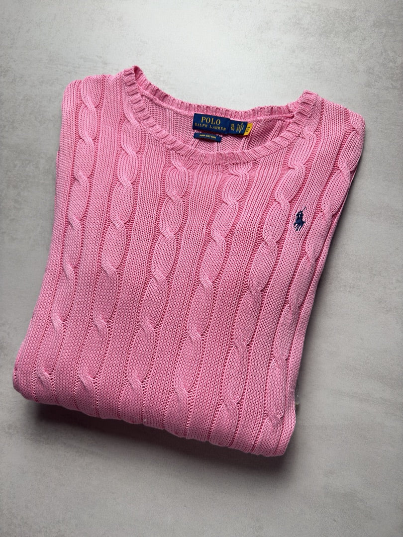 Pull rose femme xl nouvelle collection torsadé en maille cable knit femme Polo Ralph Lauren XL