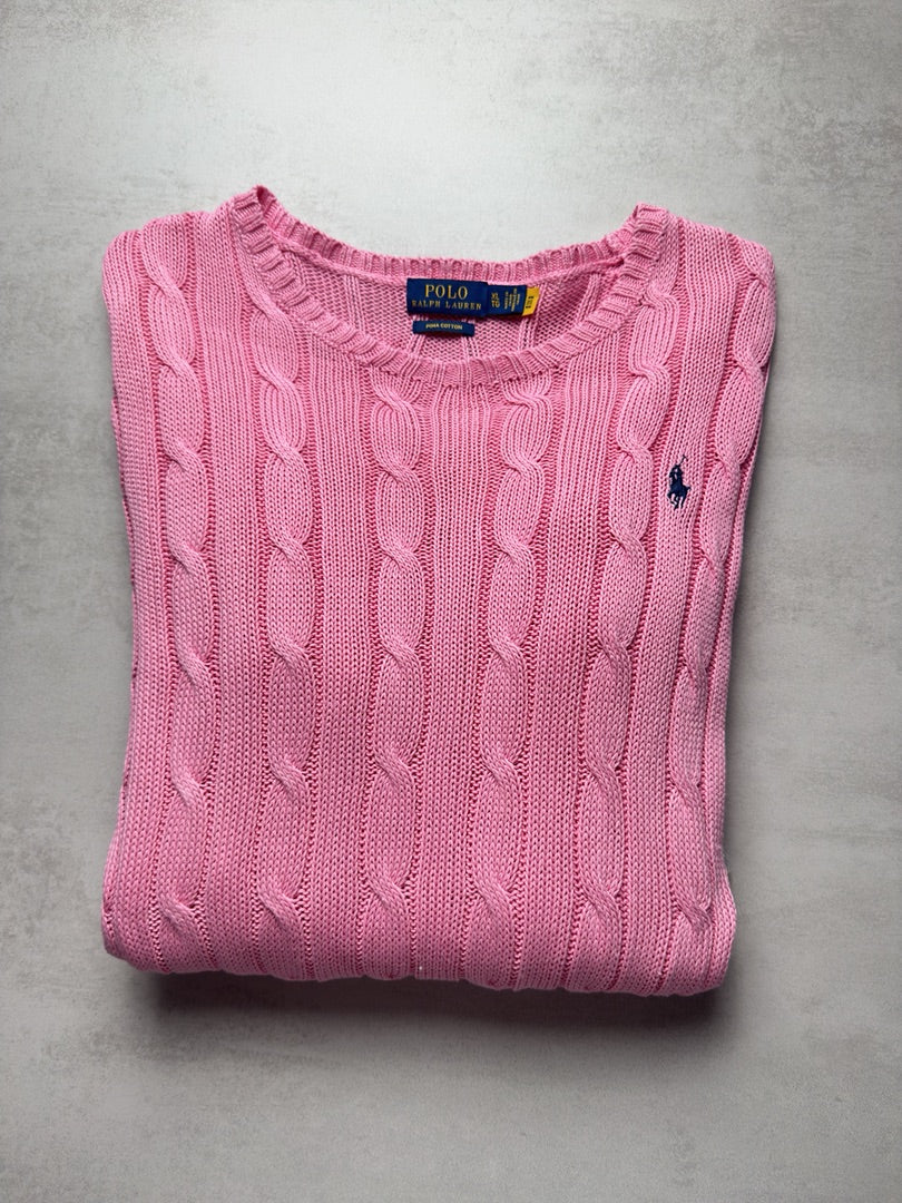 Pull rose femme xl nouvelle collection torsadé en maille cable knit femme Polo Ralph Lauren XL