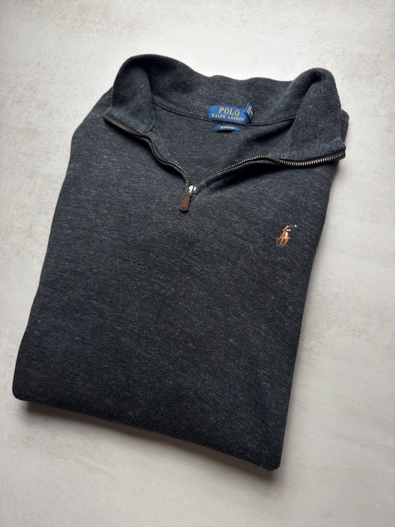 Pull 1/4 zip gris foncé zippé Polo Ralph Lauren XL S192