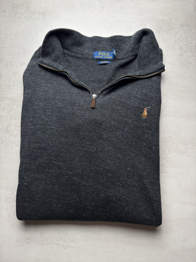 Pull 1/4 zip gris foncé zippé Polo Ralph Lauren XL S192