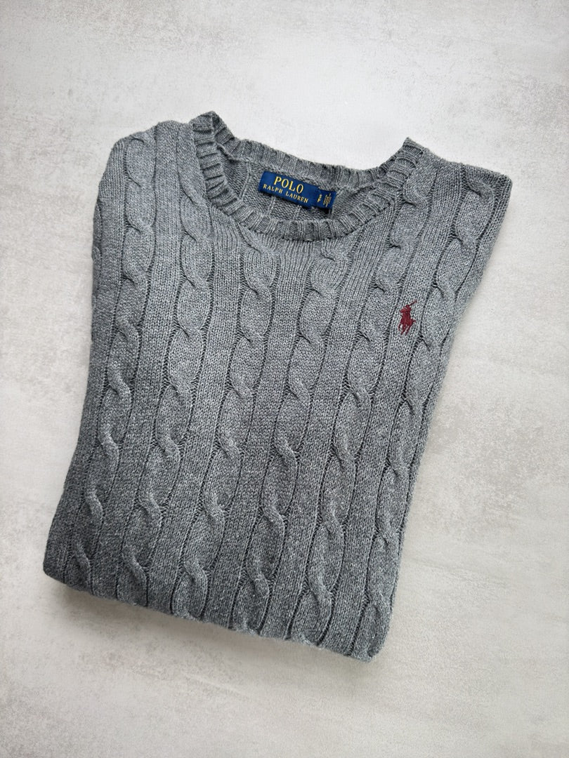 Pull gris homme S torsadé en maille Ralph Lauren gris taille S M202