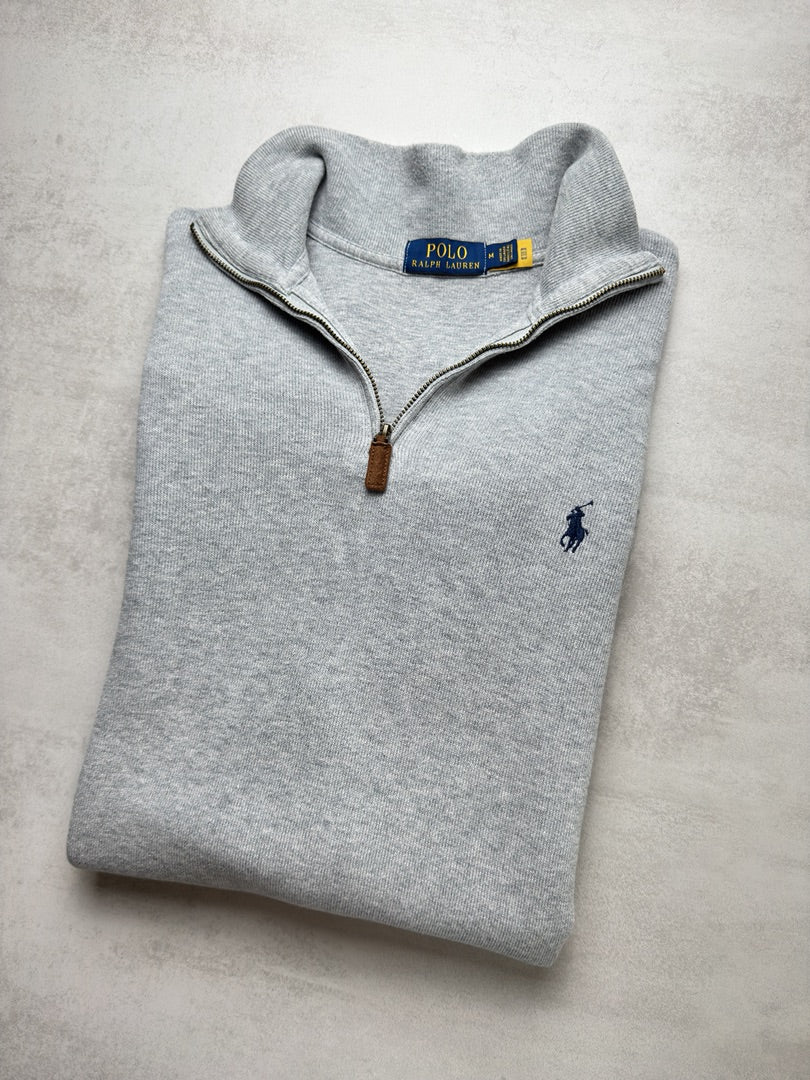 Pull half zip 1/4 zip camionneur gris Ralph Lauren pour homme taille M M247