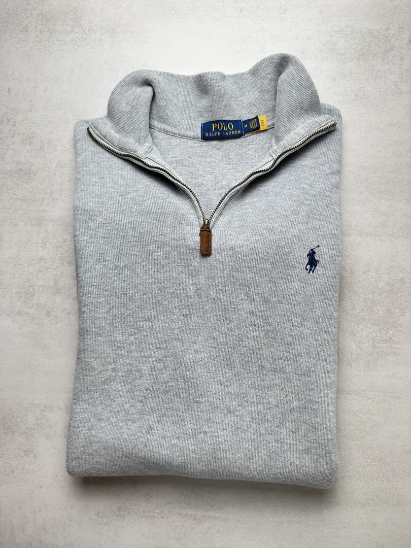 Pull half zip 1/4 zip camionneur gris Ralph Lauren pour homme taille M M247