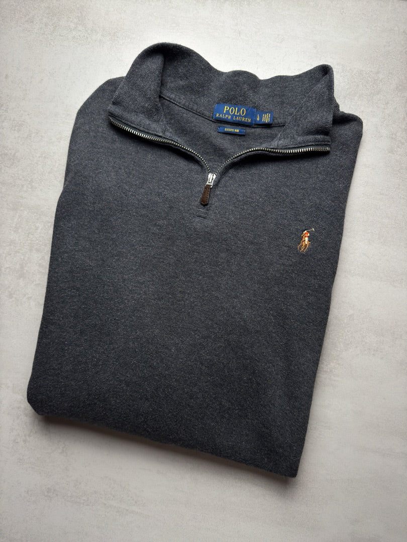 Pull 1/4 zip half zip gris Ralph Lauren taille L M289