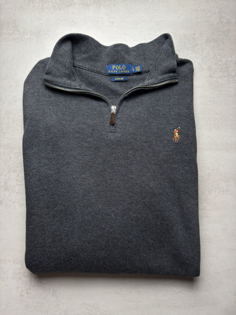 Pull 1/4 zip half zip gris Ralph Lauren taille L M289