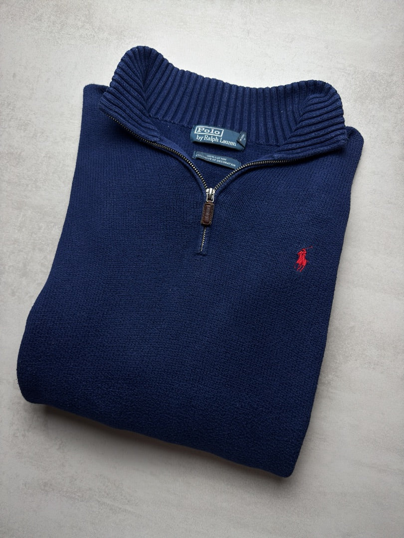 Pull bleu marine col zippé Ralph Lauren M M290