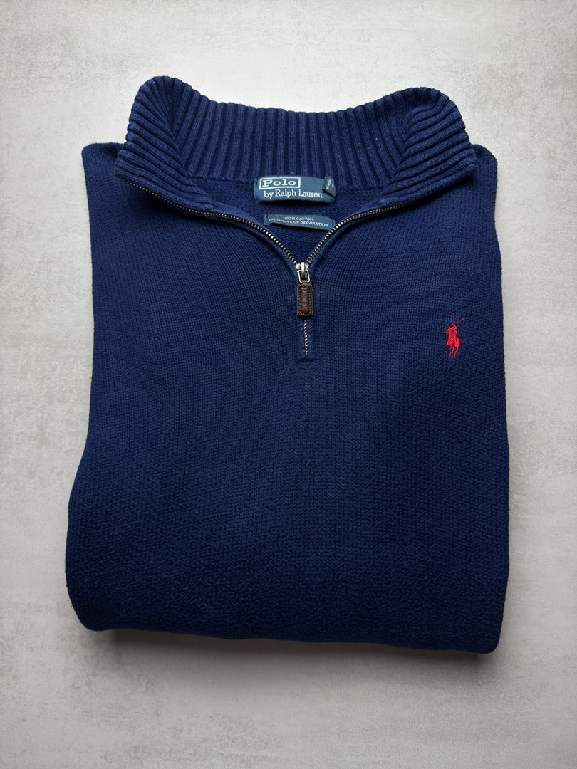 Pull bleu marine col zippé Ralph Lauren M M290