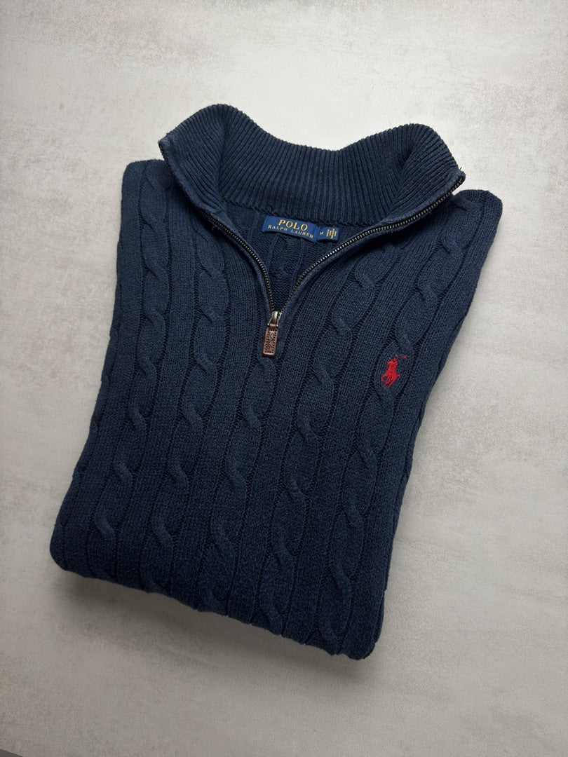 Pull combo 1/4 zip old money homme M torsadé en maille cable knit homme Polo Ralph Lauren M351