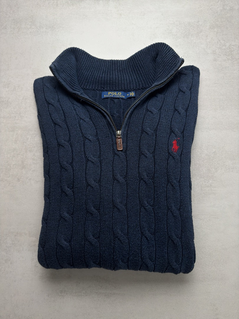 Pull combo 1/4 zip old money homme M torsadé en maille cable knit homme Polo Ralph Lauren M351