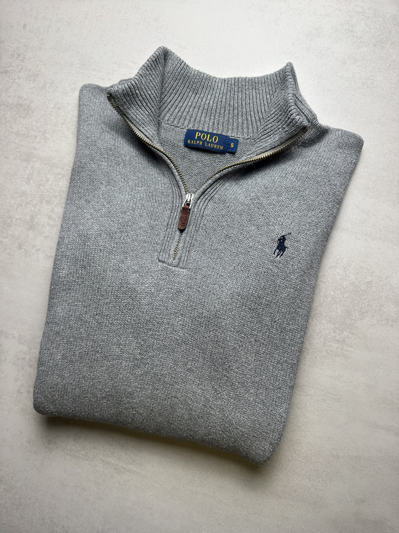Pull homme S 1/4 zip half zip camionneur en maille gris homme Polo Ralph Lauren M369