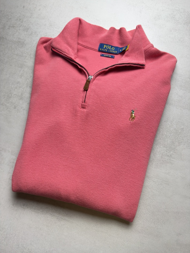 Pull 1/4 zip col zippé half zip camionneur nouvelle collection qr code zippé rose Ralph Lauren M376