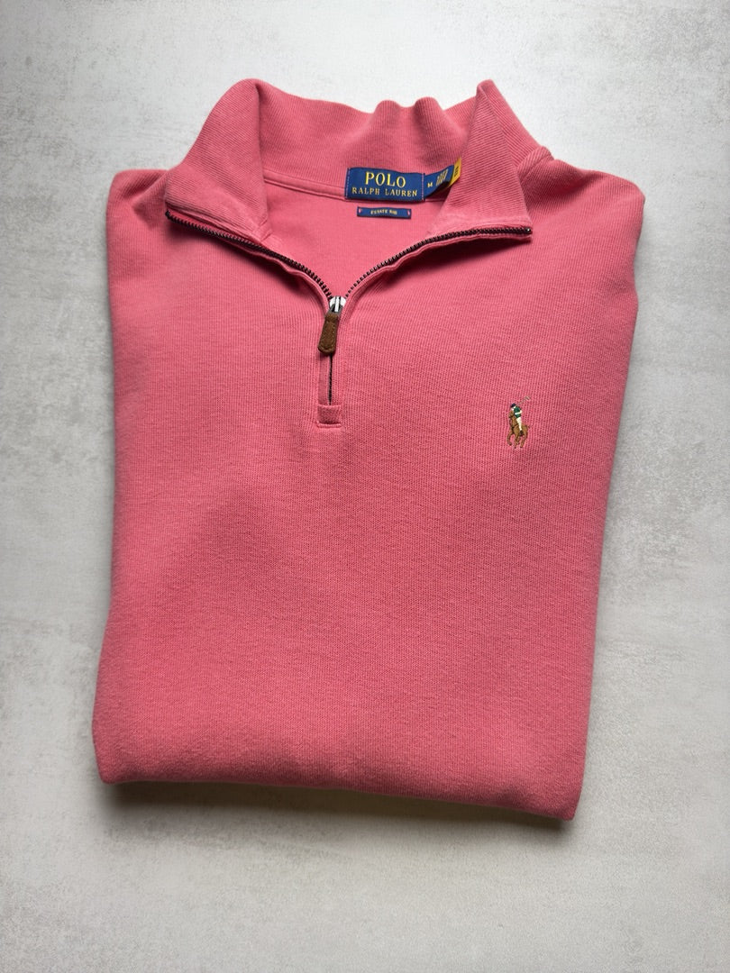Pull 1/4 zip col zippé half zip camionneur nouvelle collection qr code zippé rose Ralph Lauren M376