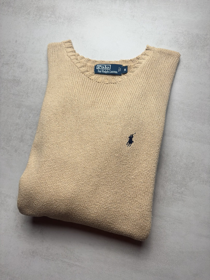 Pull beige homme M crewneck en maille homme old money M405