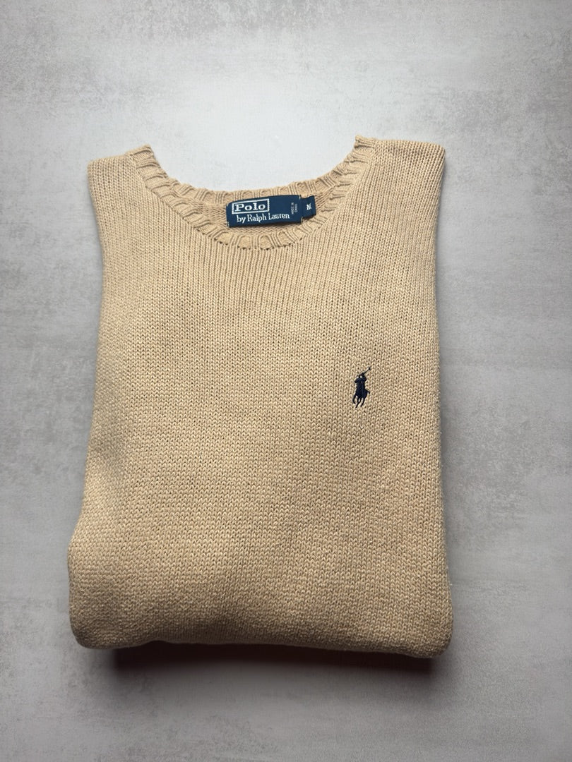 Pull beige homme M crewneck en maille homme old money M405