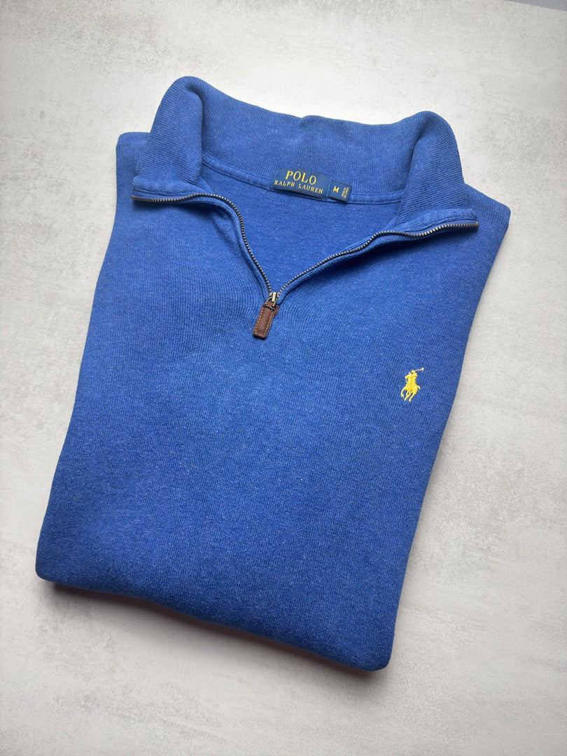 Pull col zippé 1/4 zip bleu en maille bleu homme Polo Ralph Lauren M406
