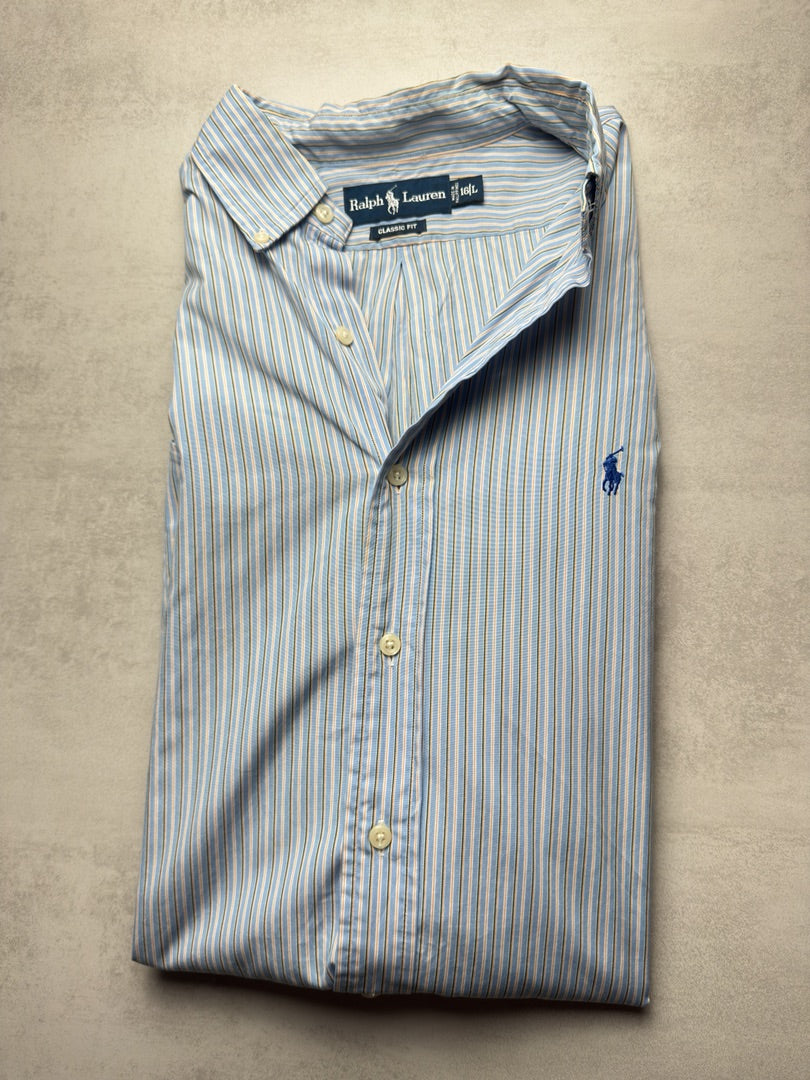 Chemise homme L à rayures bleu clair Classic fit à rayures Ralph Lauren homme S315