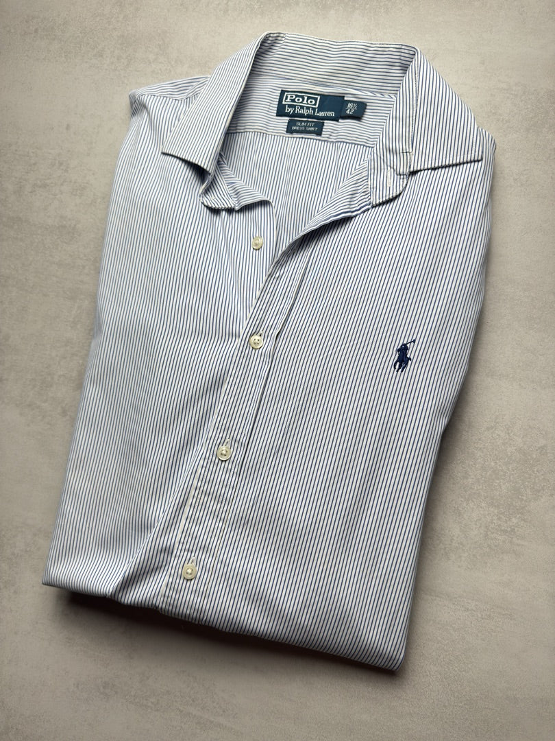 Chemise homme Xl à rayures bleu clair homme slim fit rayée Polo Ralph Lauren homme S316