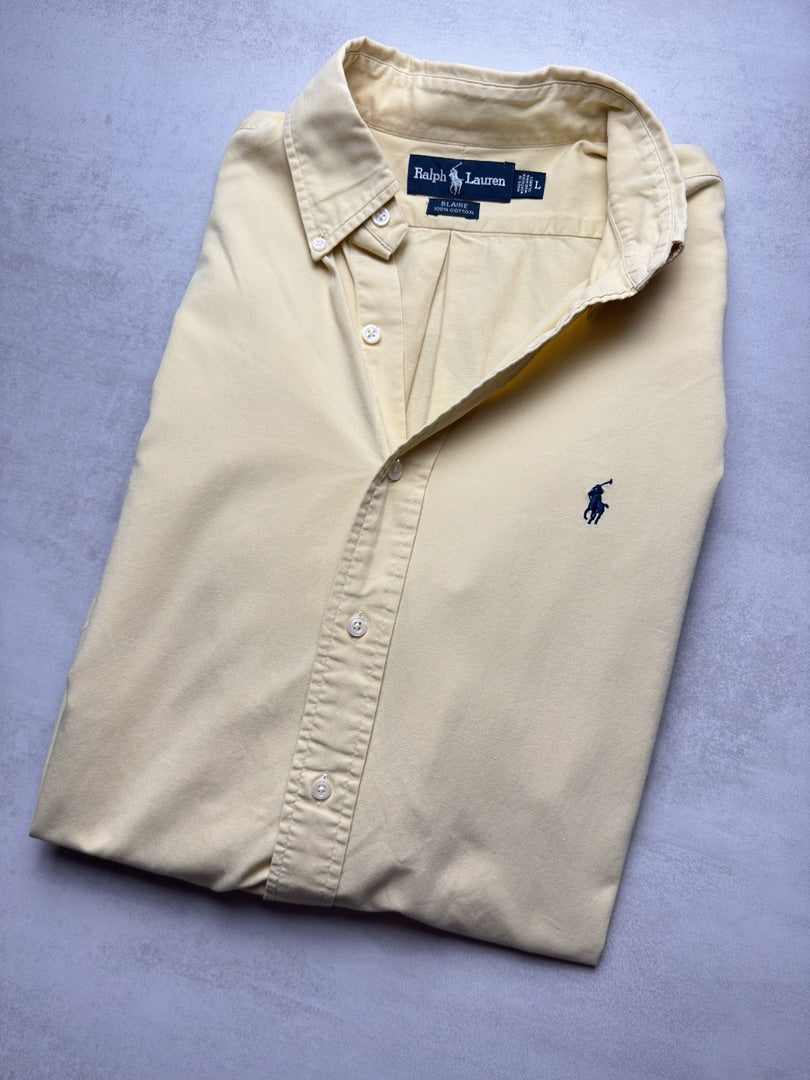 Chemise homme L jaune clair classique en coton Ralph Lauren homme S332