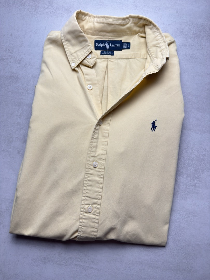 Chemise homme L jaune clair classique en coton Ralph Lauren homme S332