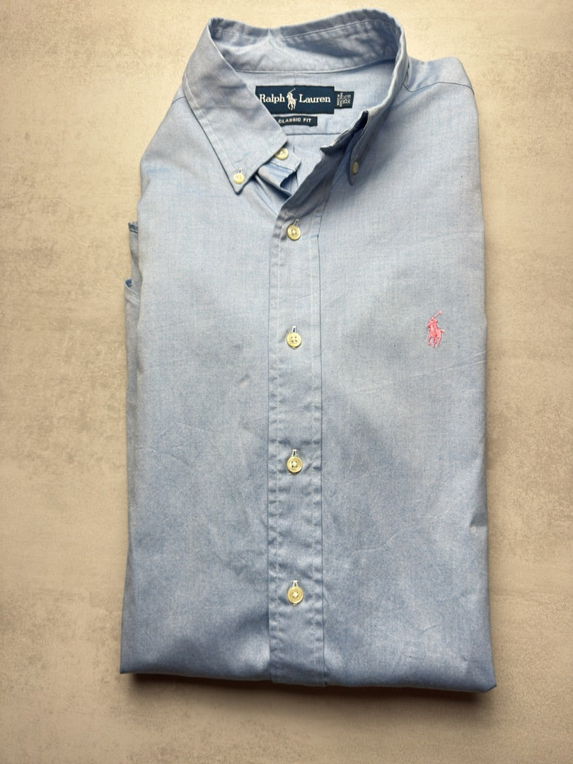 Chemise bleu clair homme L classique Ralph Lauren homme bleu clair S333