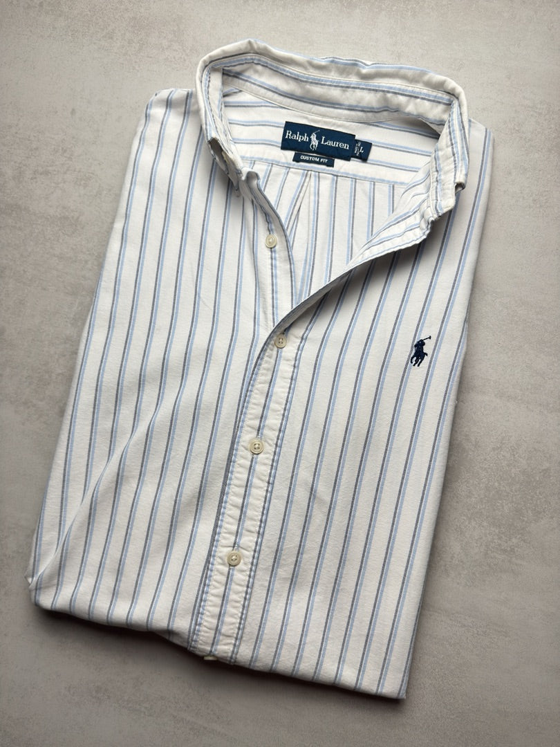 Chemise à rayures bleu clair homme L rayée Ralph Lauren homme S337