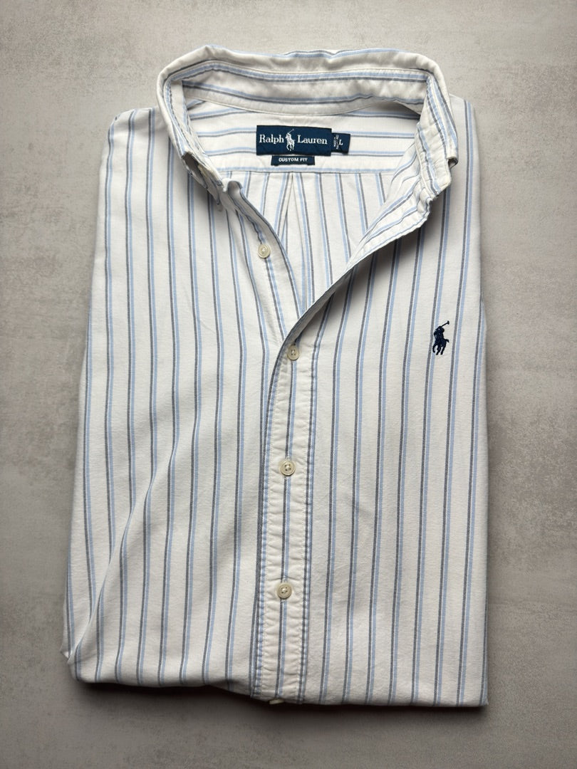 Chemise à rayures bleu clair homme L rayée Ralph Lauren homme S337