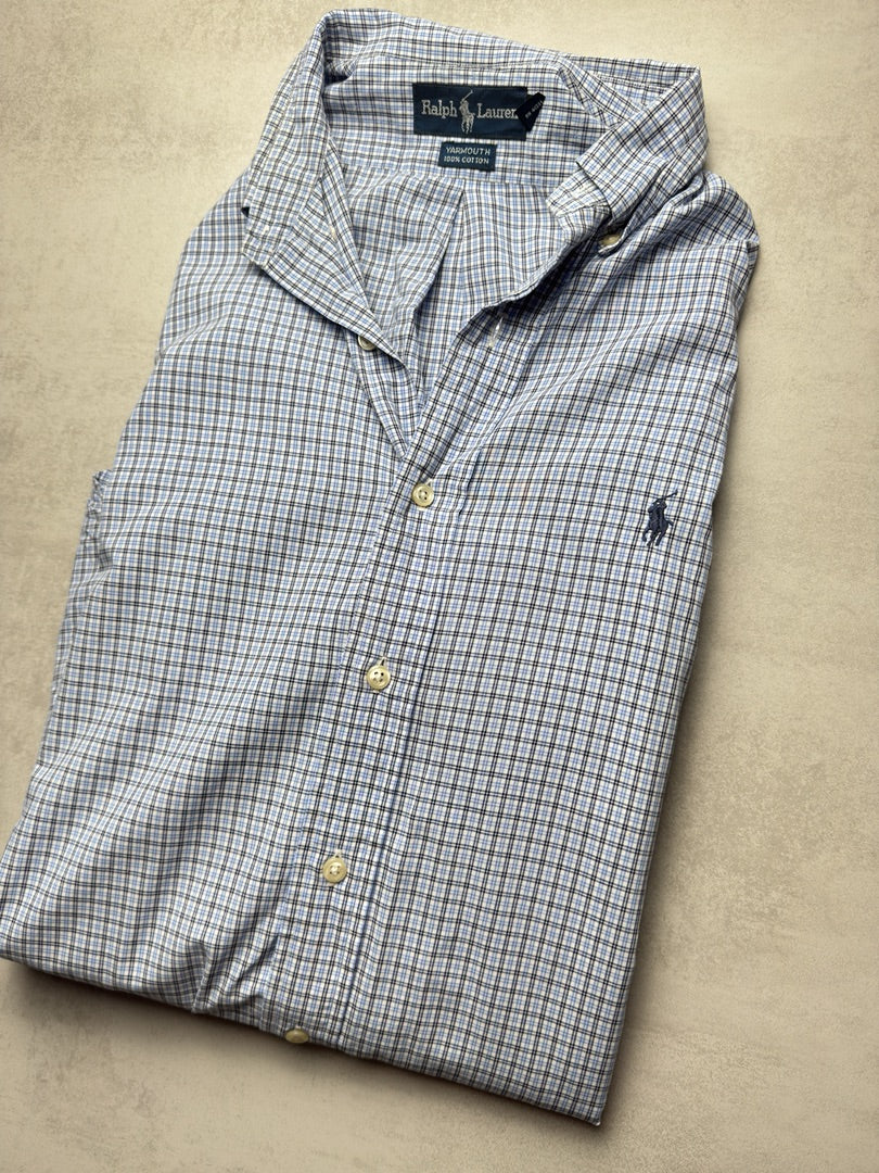 Chemise homme L bleu à carreaux Ralph Lauren pour homme S340